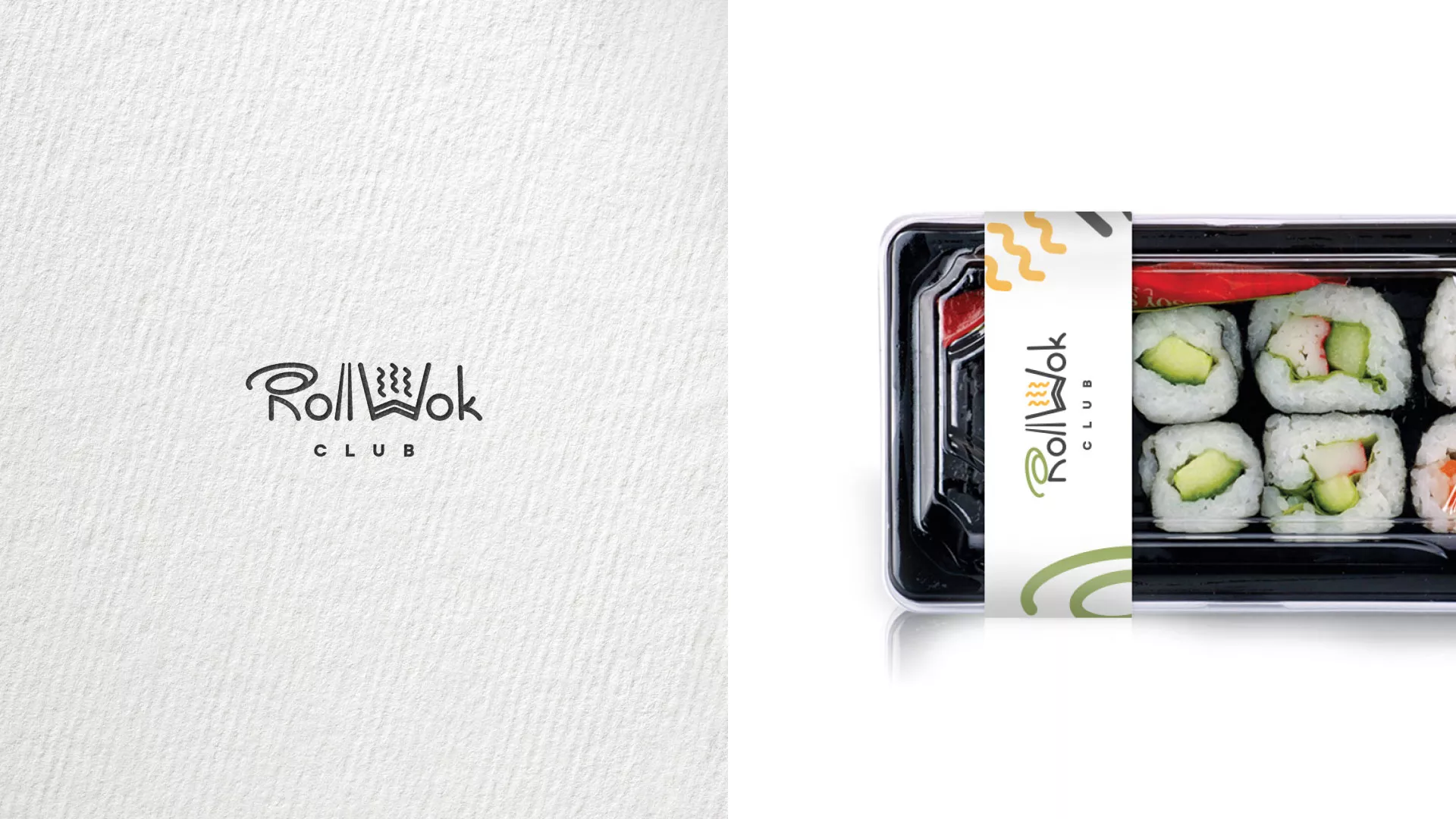 Разработка наклеек для суши-бара «Roll Wok Club» в Гусеве